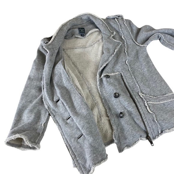 Seventy Two Changes Women’s Sz M Jersey Top Button Jacket Gray 3/4 Sleeve Biker - Picture 10 of 15